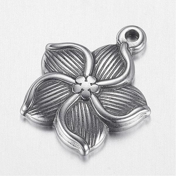 

PandaHall 304 Stainless Steel Pendants, Flower, Stainless Steel Color, 19x17x3mm, Hole: 1.5mm 304 Stainless Steel Flower