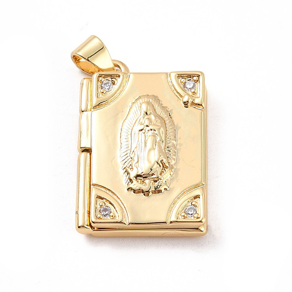 

PandaHall Rack Plating Brass Micro Pave Clear Cubic Zirconia Locket Pendants, Cadmium Free & Lead Free, Religion, Rectangle with Virgin Mary...