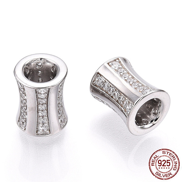 925 Sterling Silver Micro Pave Cubic Zirconia Beads