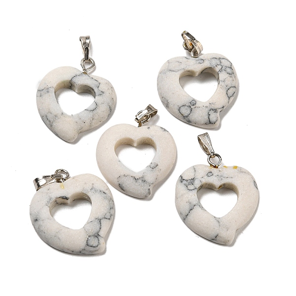 

PandaHall Synthetic Turquoise Pendants, Heart Charms with Platinum Tone Iron Snap on Bails, 21.5~23x17.5~18.5x3.5mm, Hole: 2x6mm Synthetic...