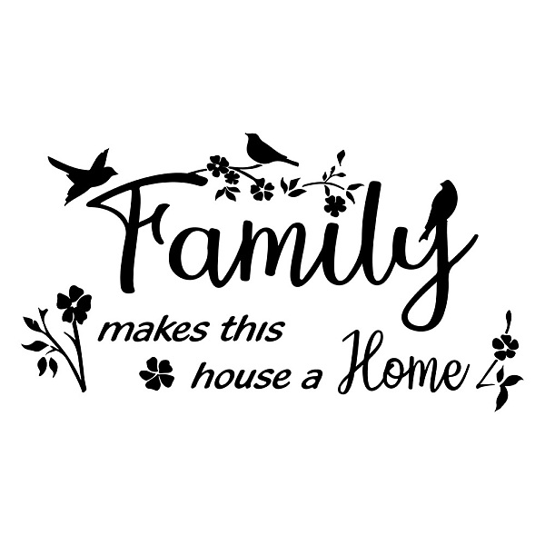 PandaHall SUPERDANT Family Theme Wall Sticker Family Makes This House a Home Wall Decal Four-Leaf Clover Birds Removable PVC Self-Adhesive...