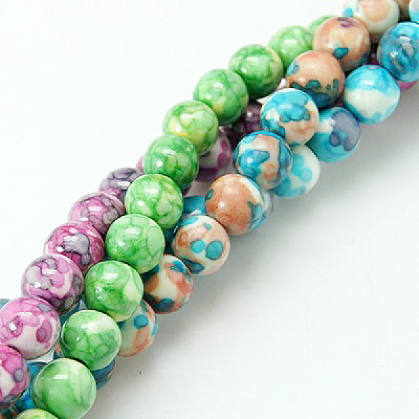 

PandaHall Synthetic Ocean White Jade Beads Strands, Dyed, Round, Mixed Color, 8mm, Hole: 1mm, about 50pcs/strand, 15 inch Ocean White Jade..., Multicolor