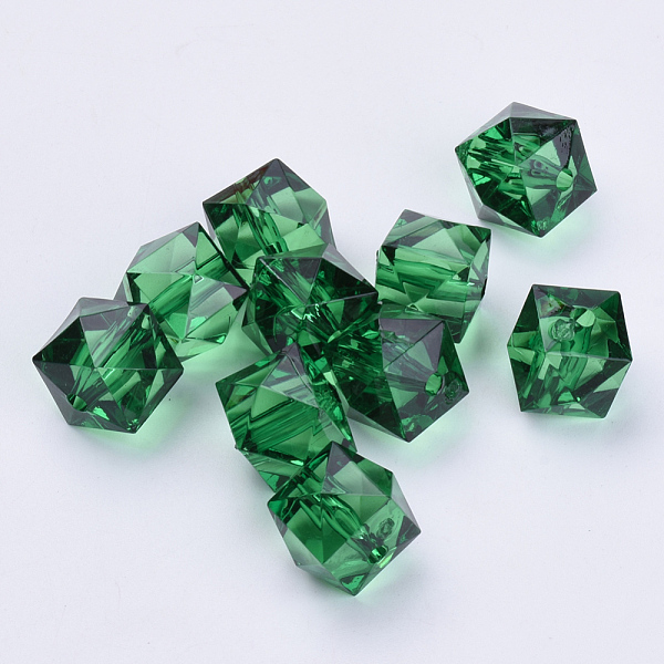 

PandaHall Transparent Acrylic Beads, Faceted, Cube, Dark Green, 8x8x7.5mm, Hole: 1.4mm Acrylic Cube