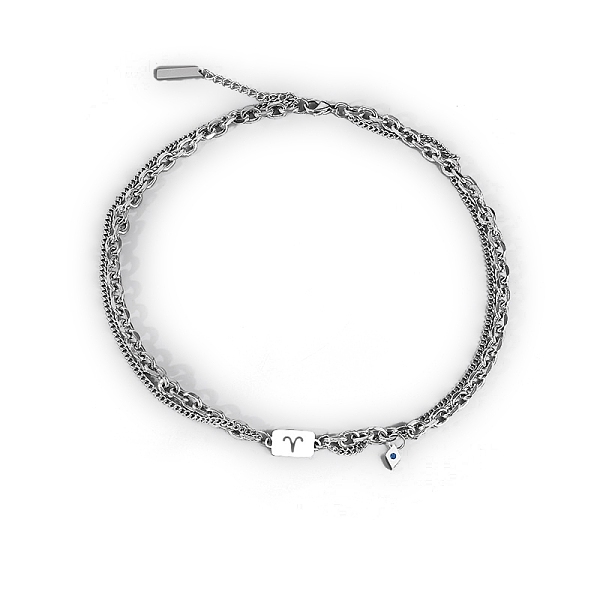 

PandaHall Men's Constellation Titanium Steel Necklace, Cable & Curb Chains Double Layer Necklace, Aries, 20.08~31.50 inch(51~80cm) Titanium...
