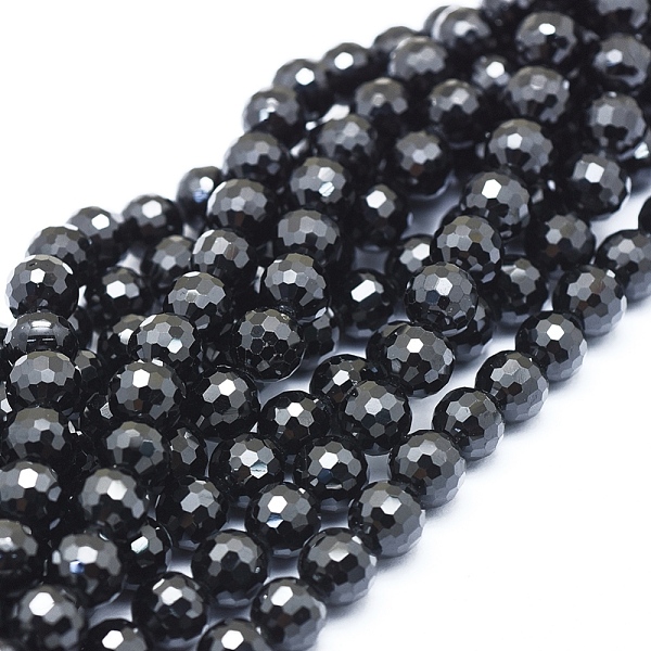 

PandaHall Natural Black Spinel Beads Strands, Faceted(128 Facets), Round, 8mm, Hole: 1mm, about 53pcs/strand, 16.14 inch(41cm) Spinel Round