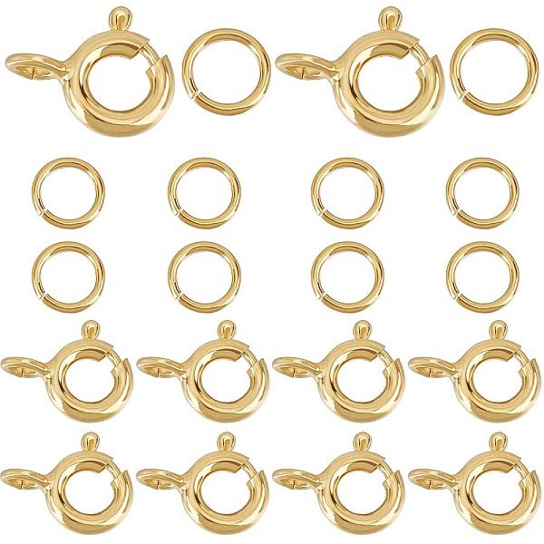 

PandaHall CREATCABIN 10Pcs 925 Sterling Silver Spring Clasps Round Clasps Open Ring with 10Pcs Open Jump Rings Jewelry Connectors for...