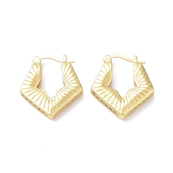 

PandaHall Rack Plating Brass Rhombus Hoop Earrings for Women, Lead Free & Cadmium Free, Real 18K Gold Plated, 23x21x4mm, Pin: 0.8~1.3x0.6mm...