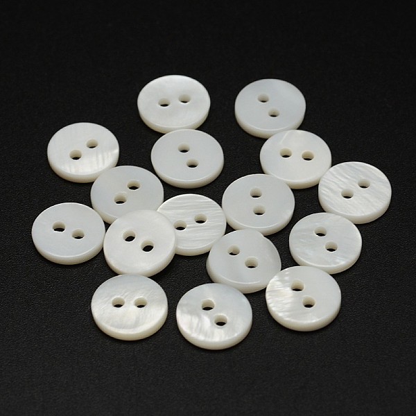 2-Hole Shell Flat Round Buttons