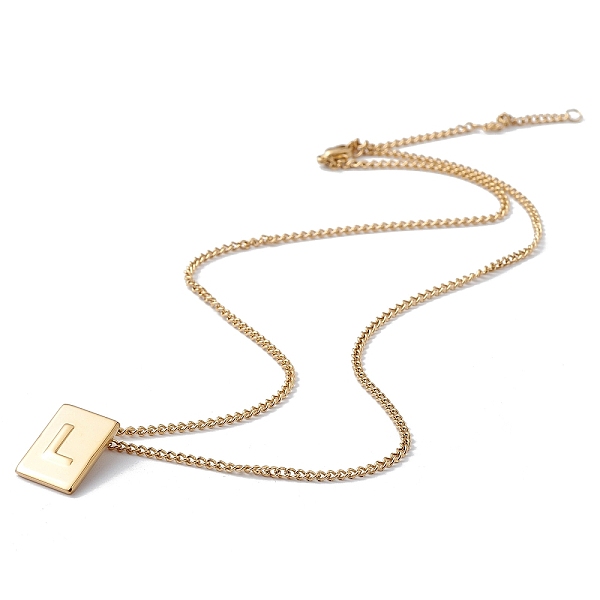 

PandaHall Titanium Steel Initial Letter Rectangle Pendant Necklace for Men Women, Golden, Letter.L, 18.11~18.5 inch(46~47cm) Titanium Steel...