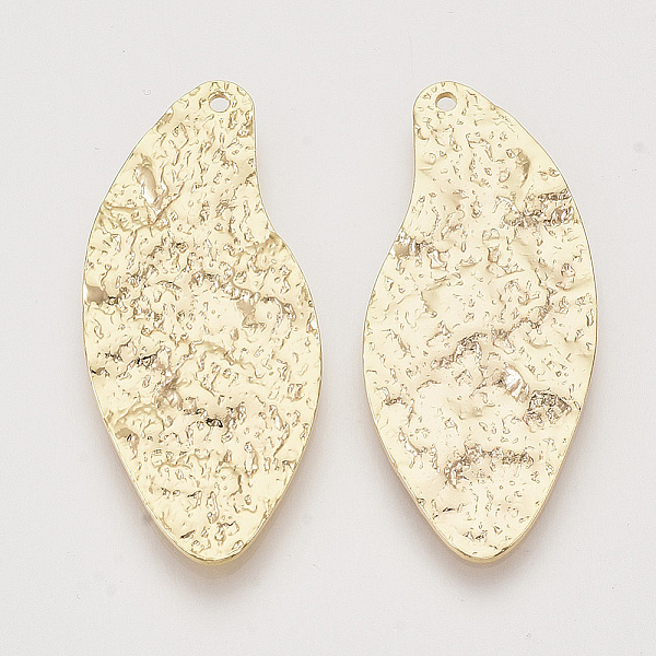 

PandaHall Brass Pendants, Nickel Free, Leaf, Real 18K Gold Plated, Bumpy, 39x17x1.5mm, Hole: 1.2mm Brass Leaf
