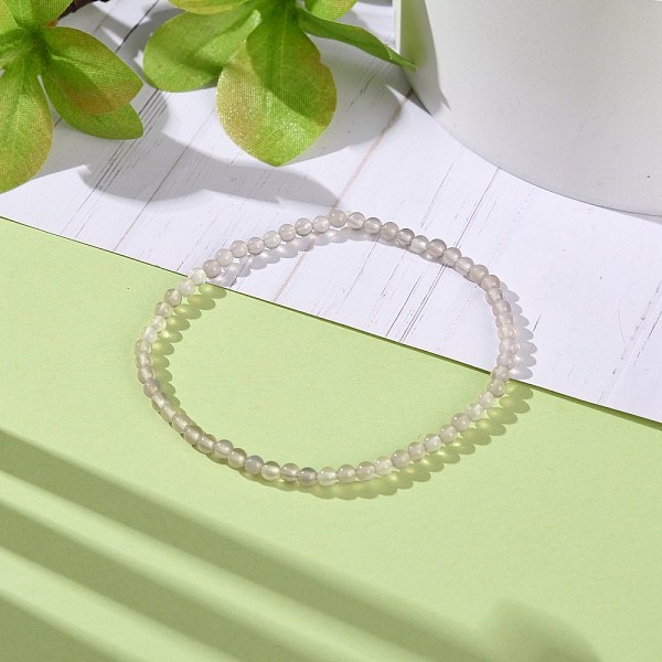 

PandaHall Mini Natural Grey Agate Beaded Stretch Bracelets, for Women Girls, Inner Diameter: 2-1/8 inch(5.4cm) Grey Agate