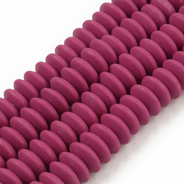 

PandaHall Handmade Polymer Clay Beads Strands, Flat Round, Pale Violet Red, 8.5~9x3.5mm, Hole: 1.6mm, about 112pcs/strand, 15.75 inch~16.14...