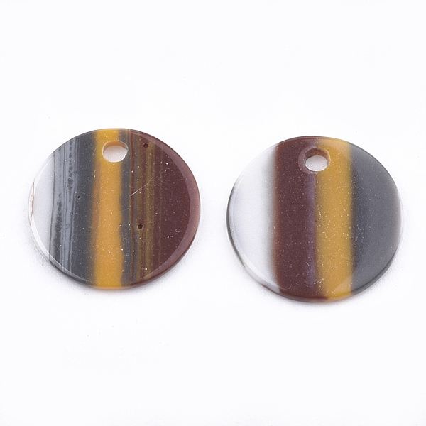 

PandaHall Resin Pendants, Flat Round, Stripe Pattern, Dark Goldenrod, 15x1~1.5mm, Hole: 1.8mm Resin Flat Round