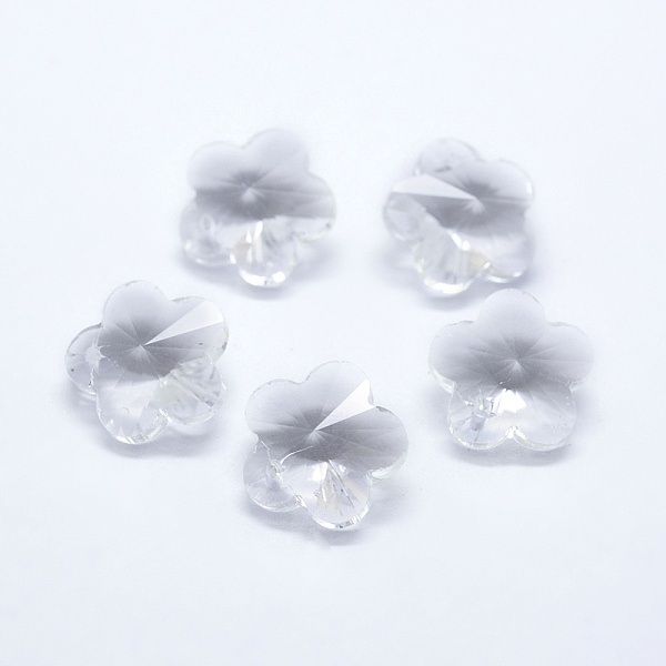 

PandaHall Transparent Glass Pendants, Faceted, Flower Charms, Clear, 13x13.5x8mm, Hole: 1.5mm Glass Flower Clear