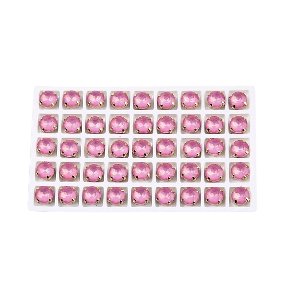 

PandaHall Aurora(JM) Sew on Rhinestone, Faceted Glass Rhinestone, Multi-Strand Links, with Golden Tone Brass Settings, Flat Round, Light..., Pink