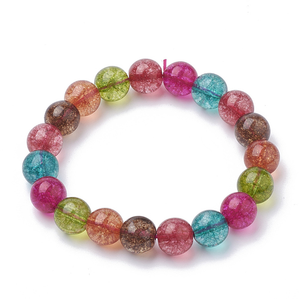 

PandaHall Synthetic Quartz Stretch Bracelets, Dyed, Round Beaded Bracelets, Colorful, 2 inch(50~52mm), Bead: 6mm Quartz