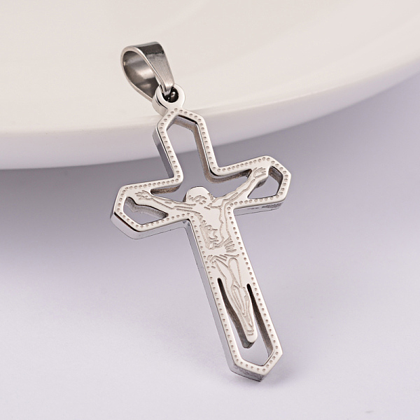 

PandaHall Cross 304 Stainless Steel Pendants, Stainless Steel Color, 33x19.5x2mm, Hole: 6x4mm 304 Stainless Steel Cross
