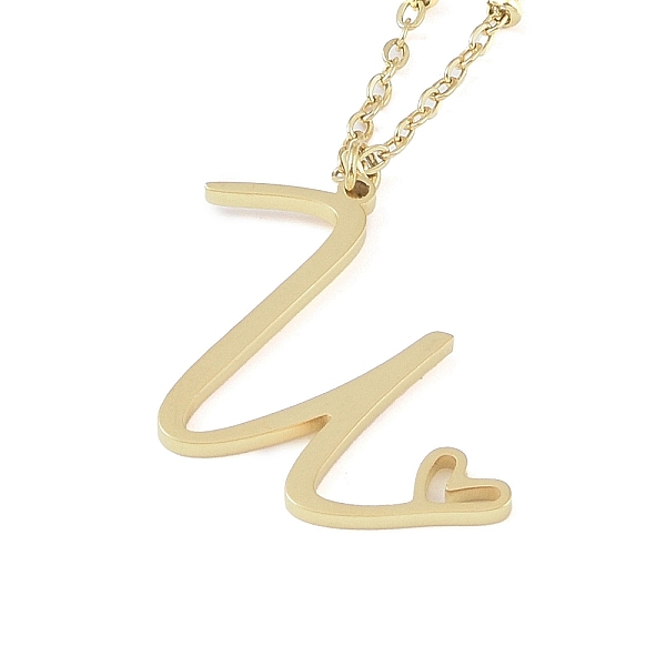 

PandaHall 304 Stainless Steel Pendant Necklaces, Letter Charms, Letter U, 16.22 inch(41.2cm), Pendant: 24.5x20x1.3mm 304 Stainless Steel...