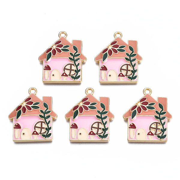 

PandaHall Rack Plating Alloy Enamel Pendants, Cadmium Free & Nickel Free & Lead Free, House, Pink, 28.5x24x3.5mm, Hole: 1.8mm Alloy+Enamel...