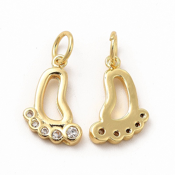 

PandaHall Rack Plating Brass Micro Pave Cubic Zirconia Charms, with Jump Ring, Real 18K Gold Plated, Long-Lasting Plated, Foot Charm, Real..., Clear