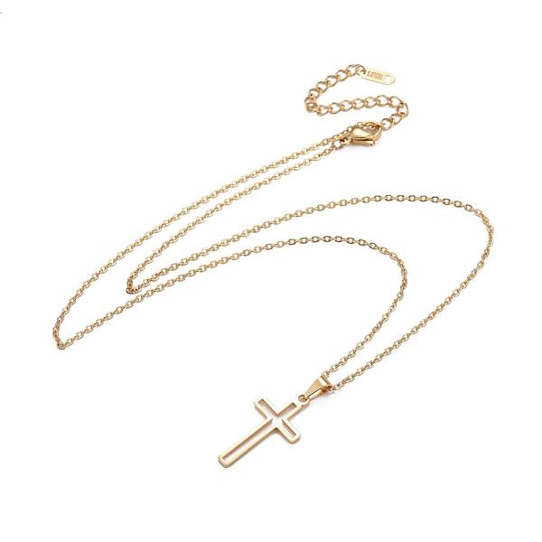 

PandaHall 304 Stainless Steel Cable Chains Pendant Necklaces, with Lobster Claw Clasps, Cross, Golden, 18.3 inch(46.5cm), 1~1.5mm 304...
