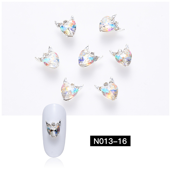 

PandaHall K9 Glass Rhinestone Cabochons, with Platinum Plated Alloy Tray Settings, Nail Art Decoration Accessories, Heart & Wing, Crystal..., Clear