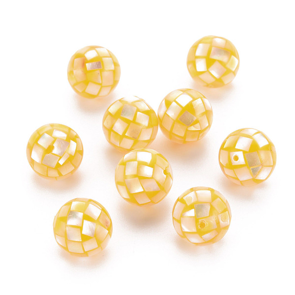 

PandaHall Resin Beads, with Natural Yellow Shell, Round, Yellow, 12.5mm, Hole: 1mm Shell+Resin Round Yellow