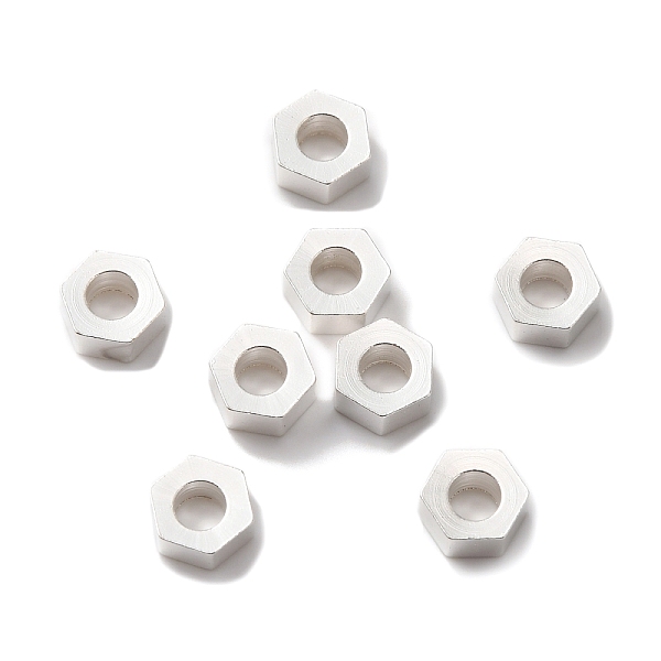 

PandaHall Brass Beads, Lead Free & Cadmium Free, Hexagon, 925 Sterling Silver Plated, 6x6.5x2.5mm, Hole: 3mm Brass Hexagon