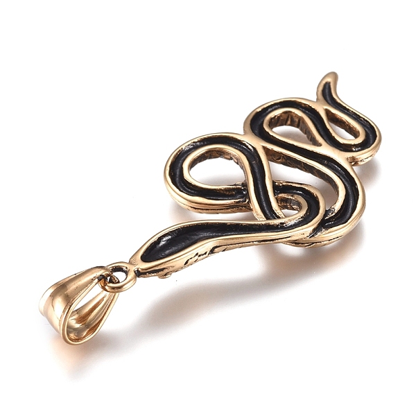 

PandaHall Fashionable Retro Halloween Jewelry 304 Stainless Steel Snake Pendants, Antique Golden, 51x26x4mm, Hole: 4x8mm 304 Stainless Steel...