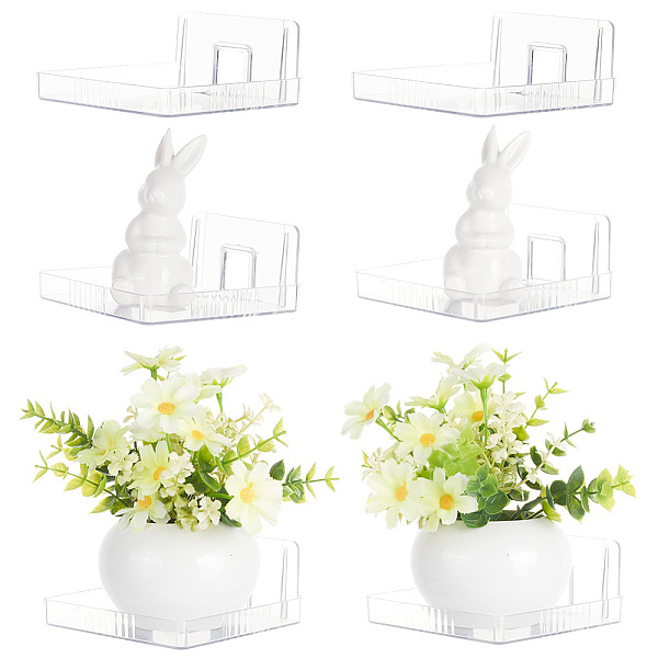 

PandaHall GOMAKERER 6 Pcs Wall Shelves, Transparent Plastic Wall Mounted Display Stands Adhesive Rack Floating Wall Shelf Display Easels for..., Clear