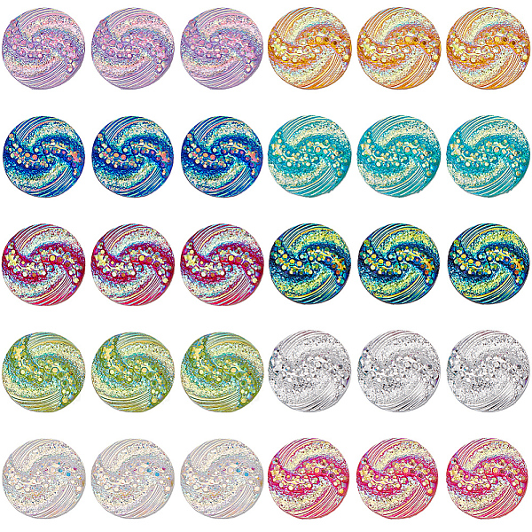 

PandaHall SUNNYCLUE 150Pcs 10 Colors Flat Back Resin Rhinestone Cabochons, Flat Round with Vortex Pattern, Mixed Color, 11.5x3mm..., Multicolor