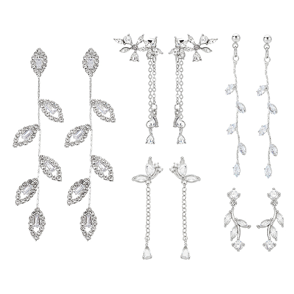 

PandaHall ANATTASOUL 5 Pairs 5 Styles Crystal Rhinestone Leaf Dangle Stud Earrings, Alloy Tassel Earrings with Sterling Silver Pins for...