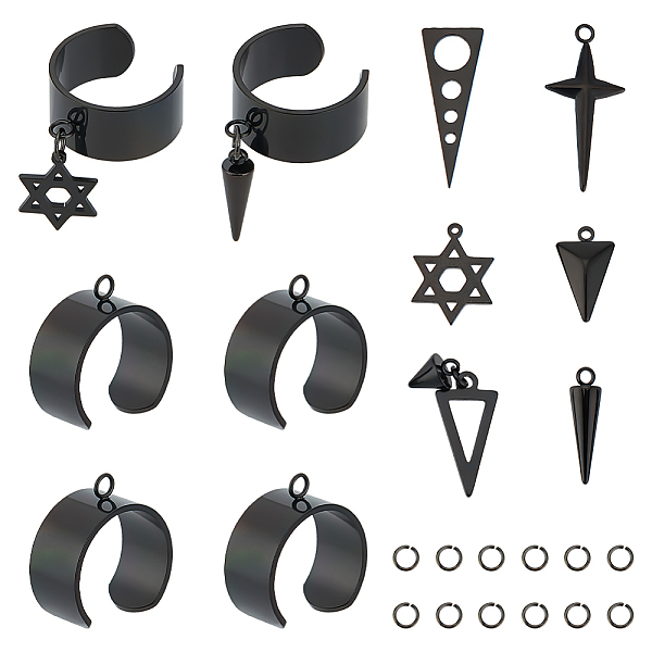 

PandaHall Unicraftale DIY Charms Open Ring Making Kit, Including Cross & Triangle & Cone & Star Stainless Steel Pendants, 201 Stainless...