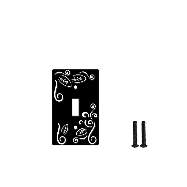 

PandaHall Iron Light Switch Plate Outlet Cover, Metal Switch Plates Decoration, with Screws, Rectangle with Leaf Pattern, Black, 114x69mm...