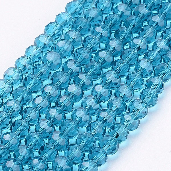 

PandaHall Faceted(32 Facets) Round Glass Beads Strands, Steel Blue, 4mm, Hole: 1mm, about 98pcs/strand, 13.7 inch Glass Round Blue