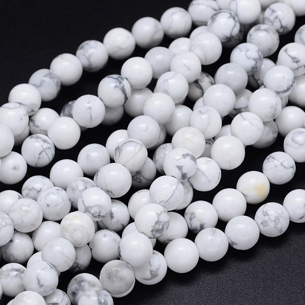 

PandaHall Round Natural Howlite Bead Strands, 6mm, Hole: 1mm, about 65pcs/strand, 15.3 inch Howlite Round