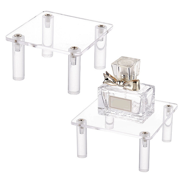 

PandaHall Square Transparent Acrylic Minifigure Display Stands, for Toys Figures, Clear, Finish Product: 10x10x4.9cm, about 9pcs/set Acrylic...