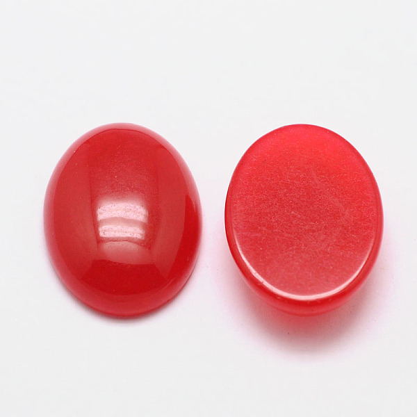 

PandaHall Dyed Oval Natural Jade Cabochons, Red, 14x10x4.5mm White Jade Oval Red