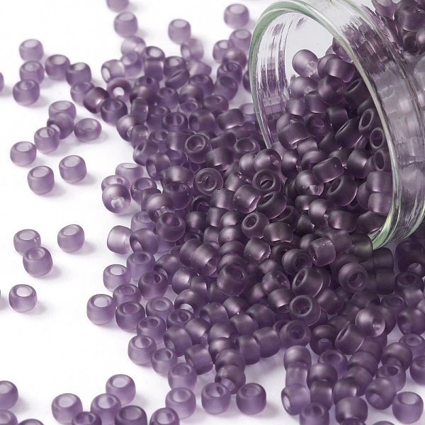 

PandaHall TOHO Round Seed Beads, Japanese Seed Beads, (19F) Transparent Frost Sugar Plum, 8/0, 3mm, Hole: 1mm, about 222pcs/10g Glass Purple
