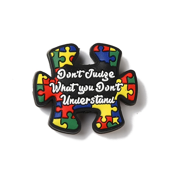 

PandaHall Autism Theme Silicone Focal Beads, Puzzle Beads, Silicone Teething Beads, Don't Judge What You Don't Understand Autism Puzzle...