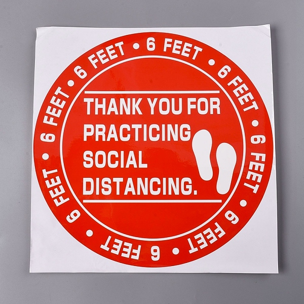 PandaHall Social Distance Floor Stickers Decals, Anti-Slip Waterproof Vinyl Sticker, for Social Distancing Crowd Control, Red, 27.9x0.02cm...