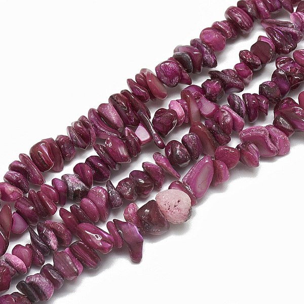 

PandaHall Freshwater Shell Beads Strands, Dyed, Chip, Medium Violet Red, 4~14x4~8x1~8mm, Hole: 1mm, about 210~250pcs/strand, 31.4 inch...