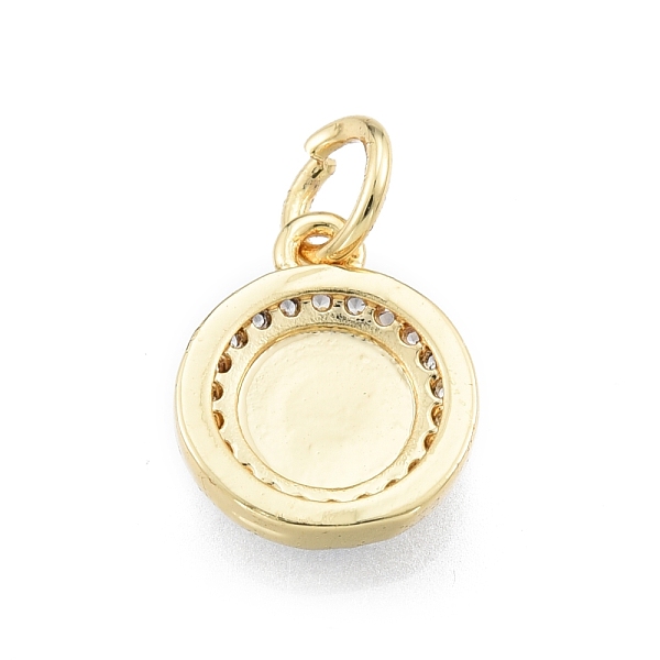 

PandaHall Brass Micro Pave Clear Cubic Zirconia Charms, with Enamel and Jump Rings, Golden, Flat Round with Evil Eye, White, 11x9.5x2mm...