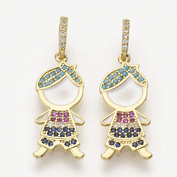 Brass Micro Pave Cubic Zirconia Pendants