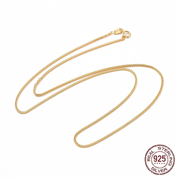 

PandaHall 925 Sterling Silver Wheat Chains Necklace for Women, Golden, 15.75 inch(40cm) Sterling Silver