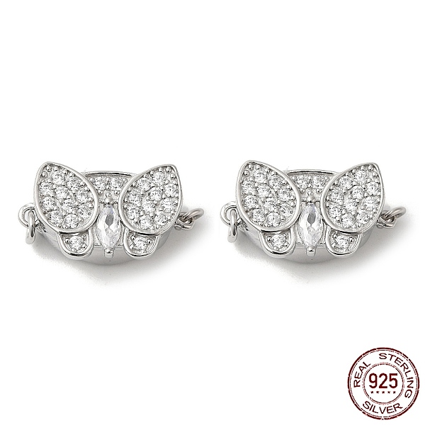 

PandaHall Rhodium Plated 925 Sterling Sliver Pave Clear Cubic Zirconia Box Clasps, 1-Strand, 2-Hole, with 925 Stamp, Butterfly, Real...