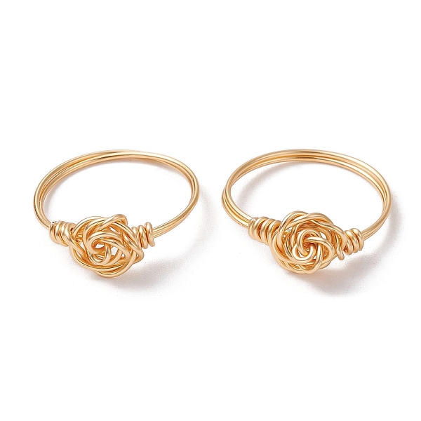

PandaHall Brass Wire Wrap Finger Ring, Knot, Golden, Inner Diameter: 18mm Brass
