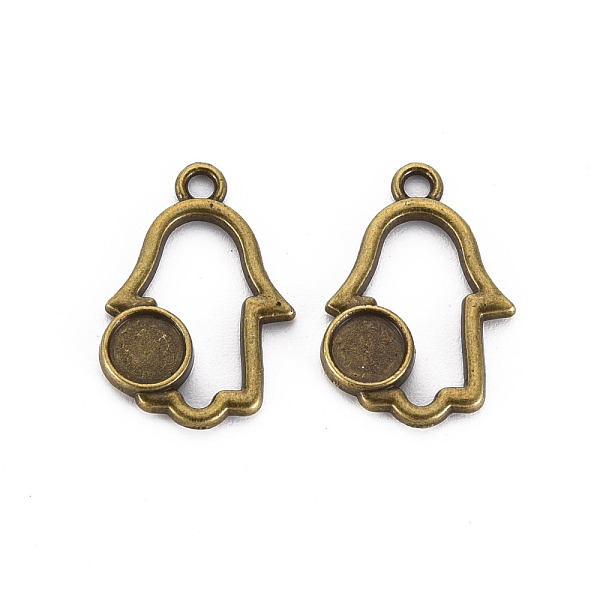 

PandaHall Tibetan Style Alloy Pendant Cabochon Settings, Cadmium Free & Lead Free, Hollow Hamsa Hand/Hand of Miriam, Antique Bronze, Tray...