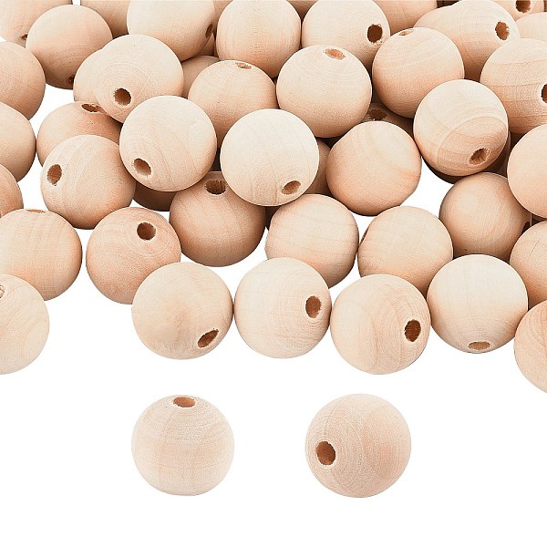 

PandaHall Natural Wooden Beads, Undyed, Round, Antique White, 26mm, Hole: 5.5mm, 60pcs/bag Schima Wood Round Orange