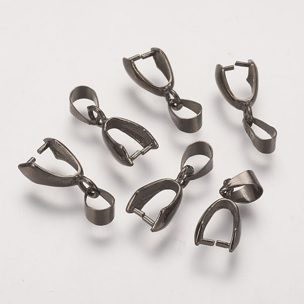 

PandaHall Brass Pinch Bails, Ice Pick, Gunmetal, 14x7mm, Hole: 4x6mm Brass